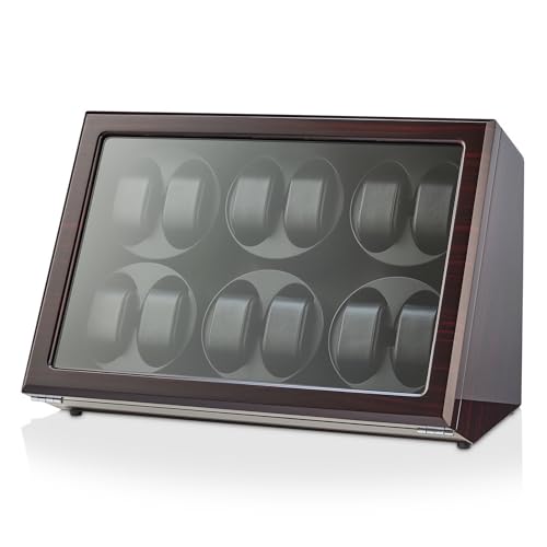 12 Watch Winder for Automatic Watches with Motor-Stop and Battery Option (Ebony)