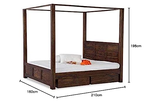 Image of Sheesham Solid Wood Queen Size Romeo Poster Bed for Home| Beautiful Bedroom (Queen, Romeo Poster Bed)