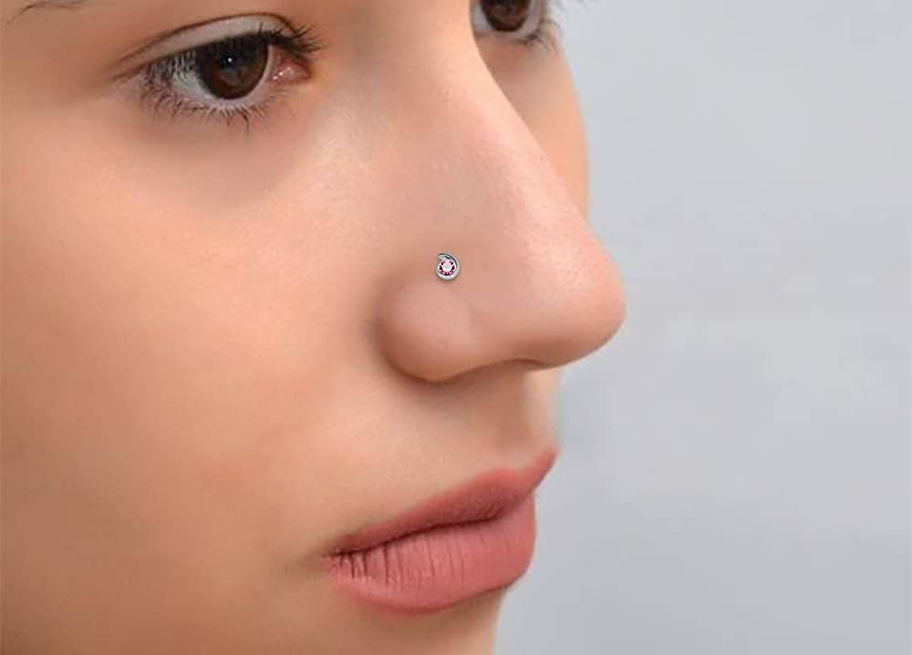 20 Pieces Box Set Drop Shape with Crystal Stone Design 22 Gauge 925 Sterling Silver Nose Pin - Nose Stud - Tiny Nose Ring - Nose Piercing Body Jewelry