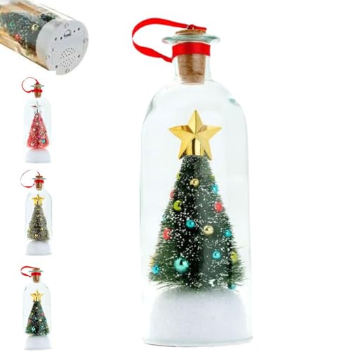 Recordable Christmas Ornament with Snowy Scene in Bottle, Personalized Festive Keepsake for Family and Holiday Parties, Unique Home Decor Gift.
