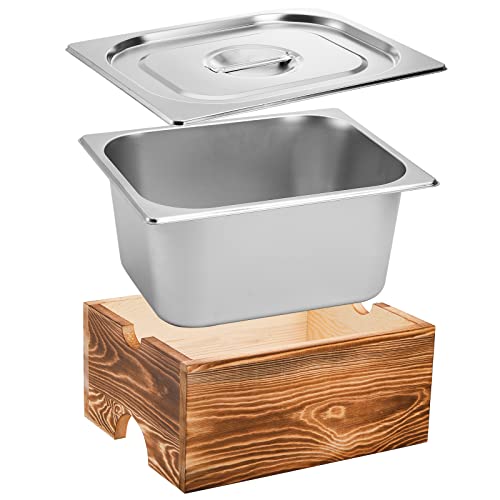 Frcctre Kitchen Compost Bin, 2.1 Gallon Countertop Compost Bin With Lid And Pinewood Box, Smell Proof And Rust Proof Stainless Steel Insert, Indoor Large Compost Bin Kitchen Counter #TOP2