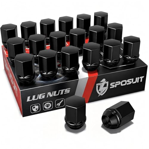 Image of Sposuit M14x1.5 Lug Nuts - Replacement for 2012-2018 RAM 1500, 2019-2024 RAM 1500 Classic - OEM Factory Style Closed End Black Lug Nut(20 Pcs)