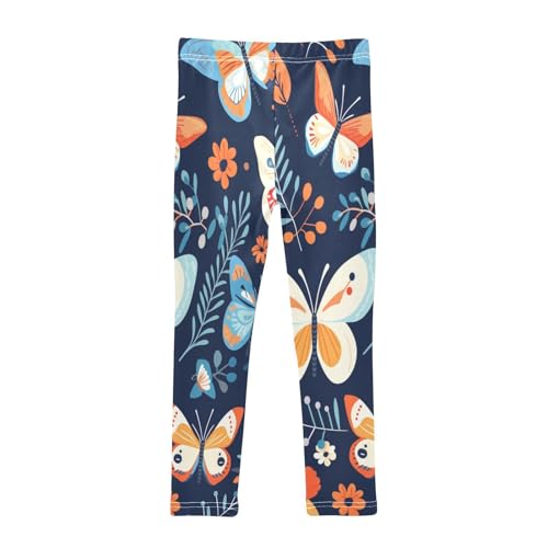 Toddler Girls Leggings Printed Yoga Pants Leggings White Blue Butterfly for Kids2