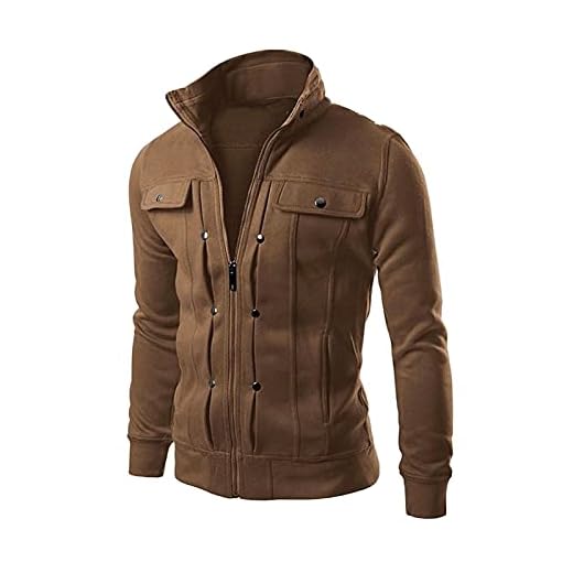 Herr tunna jackor Casual Bomber Cargo Jacket Militär vindjacka med multifickor (Color : Brown, Size : XXL)
