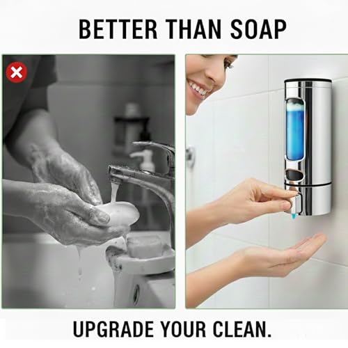 Image of ABS Liquid Soap Dispenser Wall Mounted for Bathroom & Wash Basin | Handwash Bottle Holder, Shampoo & Sanitizer Dispenser for Kitchen, Toilet & Shower Use (Chrome)