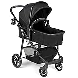 Costzon Baby Stroller 2 in 1 Foldable Infant Buggy Pushchair (Black)