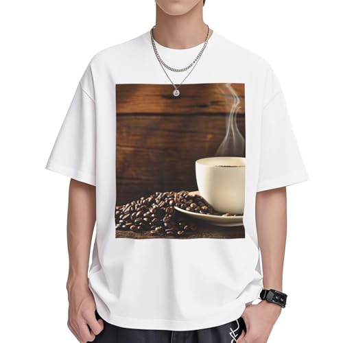 T-shirt décontracté manches courtes col rond coton femme imprimé café