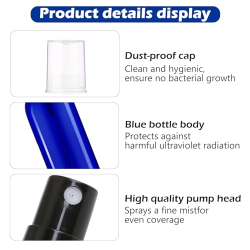 60ml Glass Spray Bottles, Refillable Blue Glass Atomizer with Fine Mist Spray, Reusable for Essential Oils, Hair Care, Aromatherapy, Perfumes, Cleaning, 2 Pack - Image 4