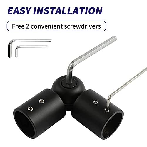 Dedjgoo 2PCS Curtain Rods Corner Connector, Adjustable Curtain Rod Corner Connector for 1 Inch Bay Window Curtain Rods(Black) - Image 4