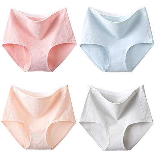 LQQ Bikinis damskie majtki typu lain list damskie 4 pary z pełnej bawełny, wygodne maxi, wysoka talia, pełna bielizna bawełniana (kolor: B, rozmiar: XL)