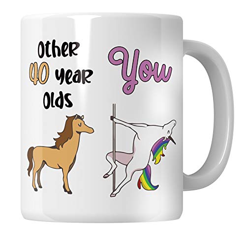 Taza de cumpleaños WG-40th Birthday Gifts para mujeres, divertida taza de cumpleaños de unicornio Cover