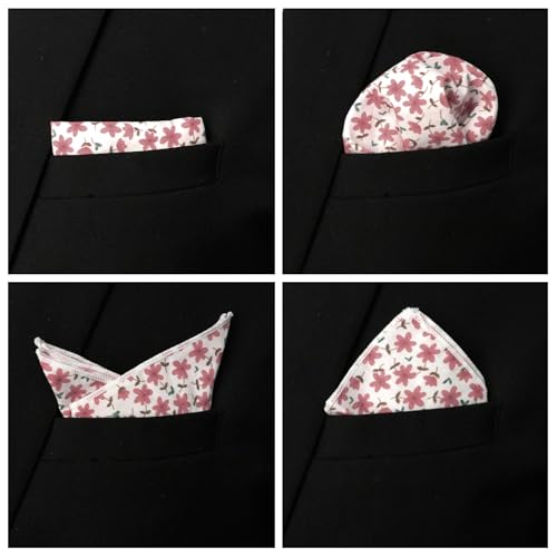 Image of Floral Pocket Squares for Men with Holder Printed Flower Mens Handkerchief Cotton Suit Pocket Hanky for Wedding