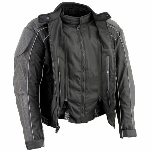 Image of NexGen SH2153 Men's Black CE Armored Motorcycle Textile and Leather Combo Jacket