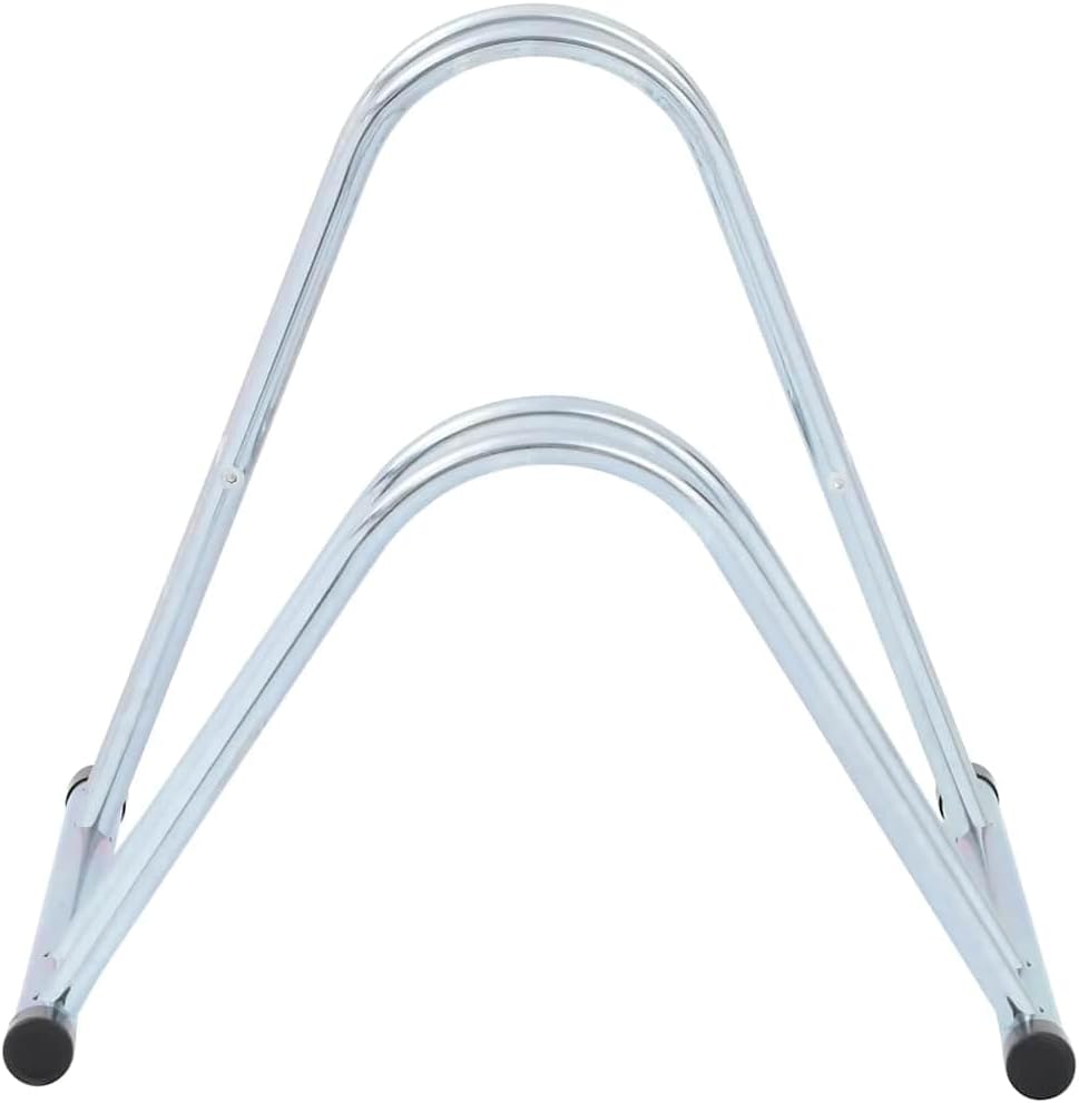 Galvanized Steel Bicycle Stand for 2 Bikes, Floor Freestanding Bike Rack with High-Low Wheel Design, Space-Saving Garage Bicycle Storage, 18.5" x 16.5"
