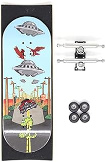 Skull Fingerboards Alien Invasion 34mm Pro Complete Professional Wooden Fingerboard Mini Skateboard 5 PLY with CNC Bearing Wheels