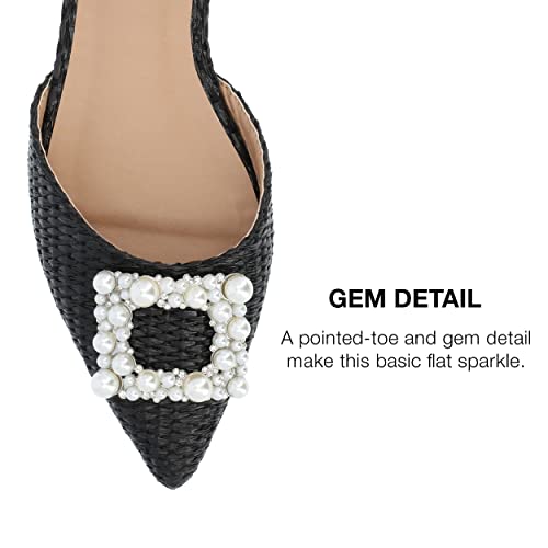 Journee Womens Slingback Jewel Pointed Toe Ballet Flats Slip On Shoes Raffia Pearl Hannae Slides3