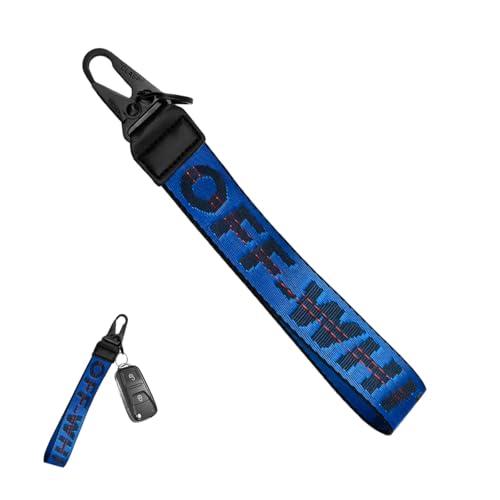 Image of DXNQ Car Keychain, Fabric Keychain Wrist Lanyard, Key Ring for Cars Keys Wallets Jeans Decoration, Car Accessories (Blue)