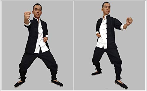 image for DJF Men's Kung Fu Suit Chinese Martial Arts Uniform Meditation Suit Ro