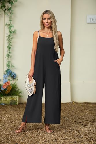 Lepunuo Womens Casual Loose Jumpsuits Summer Boho Wide Leg Rompers Sleeveless Overalls with Pockets3