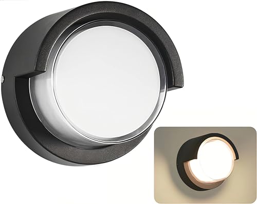 ikenta Round Wall Mounted Lights 12W 3000K 1100LM Warm White Indoor Wall Sconce Lights Waterproof Exterior Light Fixture Porch Lights Outdoor Wall Lamps for Bedroom House Hallway Garden Patio Corridor by iKenta - Used condition - CA$18.12
