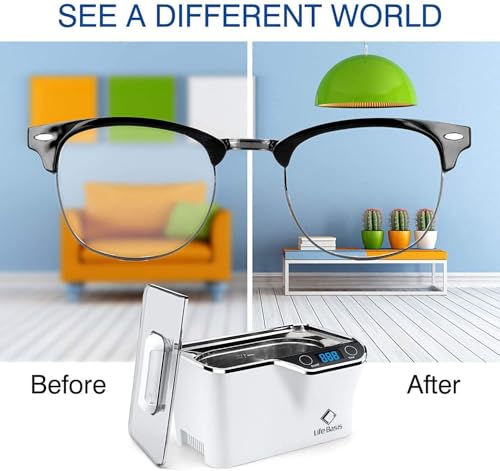 LifeBasis Ultraschallreinigungsgerät 600ml – Digitaler Brillenreiniger mit 5 Modi & LED-Timer,...