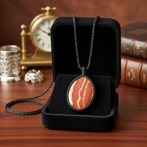Collier jaspe rouge naturel LKBEADS, cadeau idéal symbole d'énergie - 4