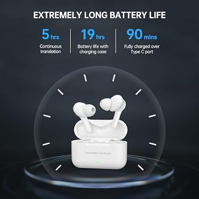 Wooask M6 Language Translator Earbuds 74 Languages & 70 Accents Online and Offline 97% High Accuracy Works with iOS & Android Devices(Online)