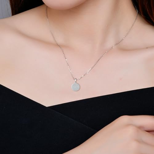 Sterling Silver Coin Pendant Necklace for Women Hypoallergenic Cubic Zirconia Adjustable Charm Elegant Round Necklace Jewelry Gifts for Wife Mom3