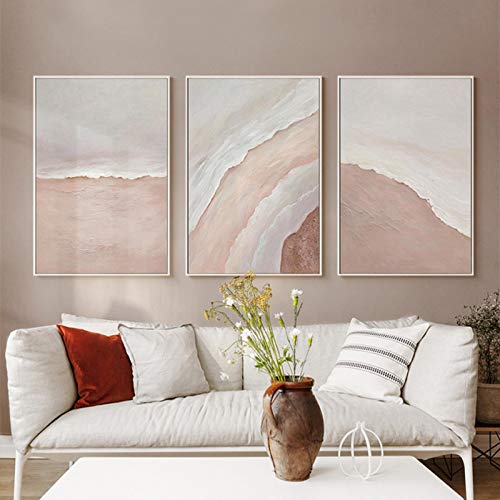 Peinture Murale Mer et Plage Bohême : Créez un Salon Moderne avec Notre Toile Rose (60x90cm)