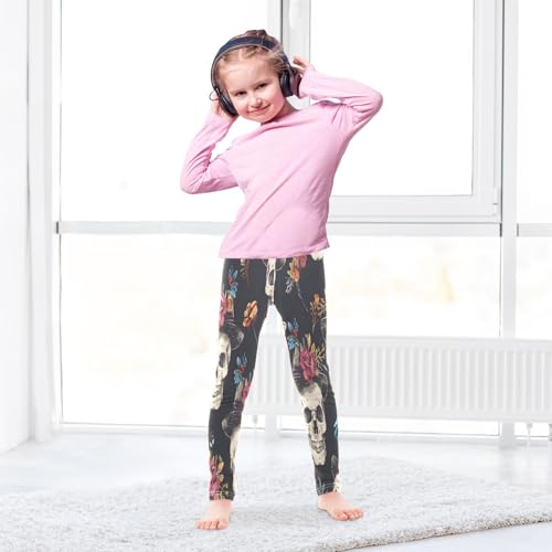 Toddler Girls Leggings Printed Yoga Pants Leggings Skulls Floral Hats for Kids4