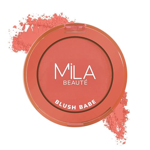 Image of MILA BEAUTE Blush Babe Powder Blush | Matte Finish Long-Lasting Pigment | Easy to Blend | Non-Drying With Rosehip Oil, Jojoba Oil and Vitamin E | Shade (Peach Soda, 5g)