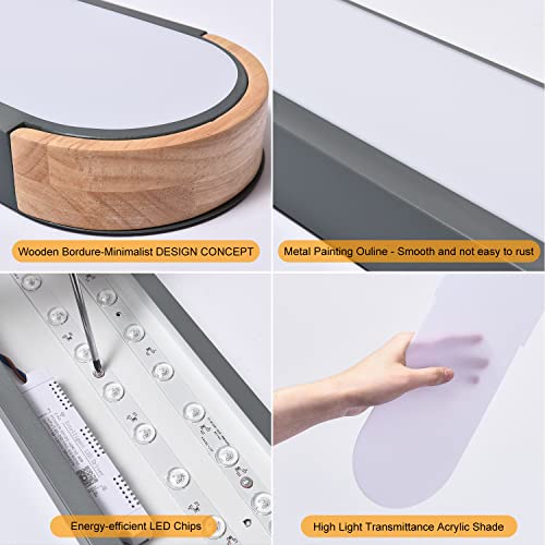 Edislive Dimmable Led Ceiling Light With Remote Control 3000K-6000K Minimalist Modern Wood Flush Mount Ceiling Light Low Profile Light Fixture Grey #TOP5