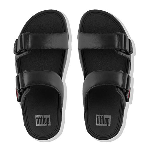 FitFlop Men's Gogh MOC Slide in Leather Sandal, Black, 123