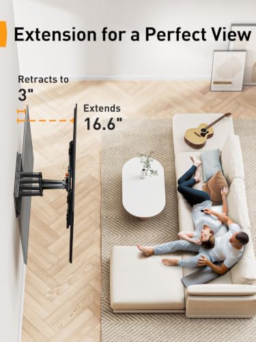 Image of Perlegear UL Listed Full Motion TV Wall Mount for 42-90 inch TVs up to 132lbs