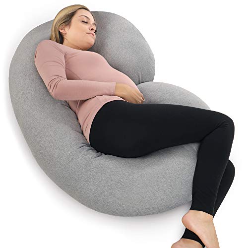 Pharmedoc Pregnancy Pillows, C-Shape Full Body Pillow – Jersey with Bag– Pregnancy Pillows for Sleeping – Body Pillows for Adults, Maternity Pillow and Pregnancy Must Haves