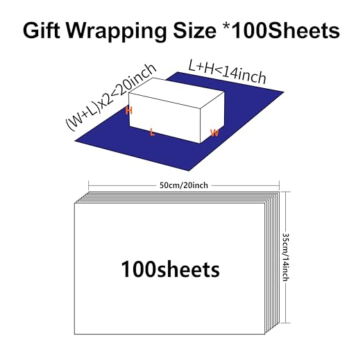 Image of Bobobag 100 Sheets Blue Tissue Paper, 20 inch x 14 inch Tissue Paper for Gift Bags, Bulk Gift Wrapping Tissue for DIY Crafts, Birthday, Christmas and Holiday Decor