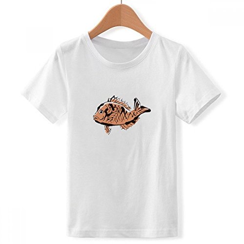 T-Shirt Cartoon Poisson garçon blanc Medium vêtement imprimé multicolore