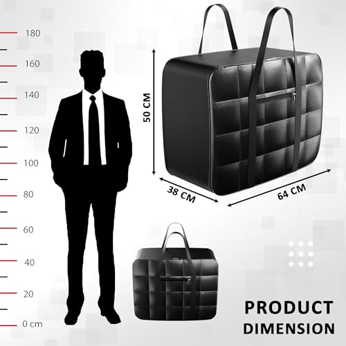 Image of Kuber Industries Parachute 120L Large King Size Dustproof Underbed Storage Box | Blanket Storage Bags /Cover Double Bed Storage Bag | Storage Bag for Clothes, Documents, Books, Toys | Black