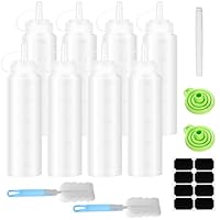 JJZGPP Squeeze Flasche, 8 Stück 250ml Plastik Quetschflasche Mit Kappen - BPA Frei,Kein Leck Condiment Flaschen für Malen,Backen,Ketchup,scharfe Soße,Olivenöl, Saucenflasche