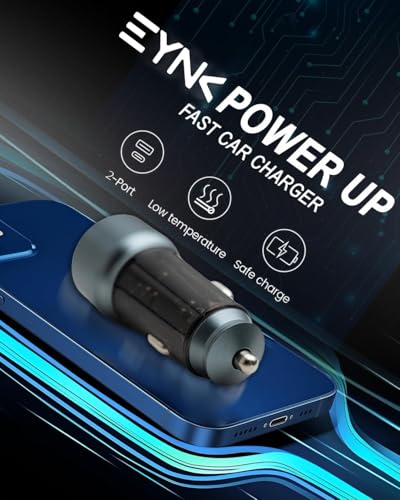 Image of 150W Dual Output Fast Car Charger with Type-C PD & USB, LED Indicator, Adapter & 3 in 1 Cable Compatible with Cars for iPhone & Android Smartphone, Earbud, Power Bank (Black)