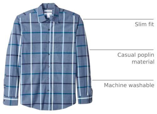 Image of Amazon Essentials Men's Regular-Fit Long-Sleeve Casual Poplin Shirt, Button Front, Business Casual, Collared