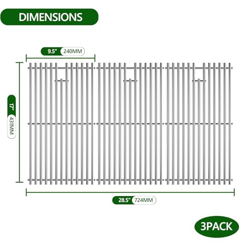 Grill Grate for Charbroil Tru Infrared 4 Burner 463242715 463242716 463276016 466242715 466242716 G533-0009-W1A, Grill Replacement Parts for Nexgrill 720-0882A BHG 720-0882, 17inch, Stainless Steel