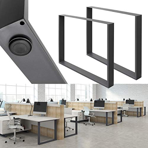 ECD Germany 2x Conjunto de Patas de Mesa Industriales Gris Pies de Escritorio Banqueta Modernos Estables 80 x 72 cm Armazón con Protección Soportes Perfiles de Acero Suelo para Cocina Oficina Comedor