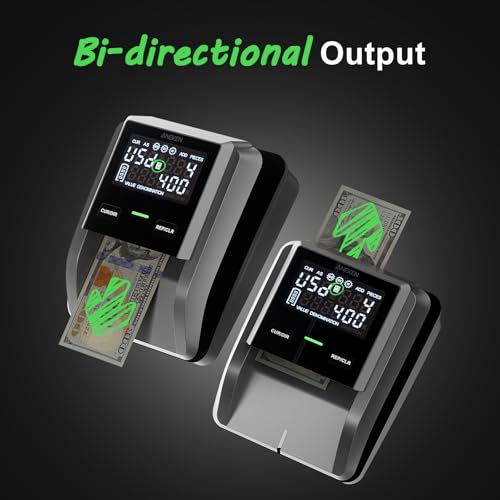 Image of Aneken AL-139 Counterfeit Bill Detector with 2.8 inch Digital Screen, Total Value & Add Function, 4-Way Orientation & Traceable Records Counterfeit Money Detector, Compatible with Multiple Currencies