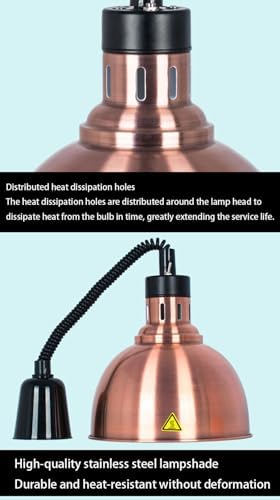 Adjustable 250W Retractable Hanging Food Heat Lamp - Commercial Food Warmer for Buffets, Kitchens, Fried Foods & Pizza - Available in Silver, Black & Red