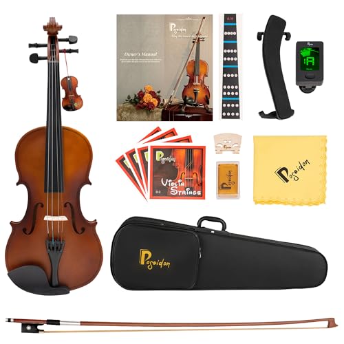 Image of 1 /4 Size Violin Set for Beginner, Acoustic Violin 1 /4 Outfit with Starter Kit for Student (Hard Case, Bow, Rosin, Extra Violin Strings 1 /4 Full Set, Shoulder Rest, Clip-on Tuners) - Matte Brown