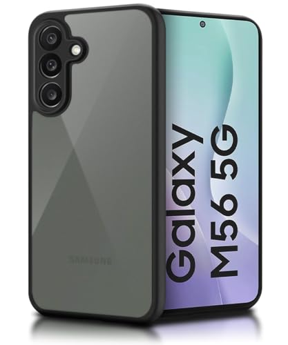 Image of WOW IMAGINE Translucent Hybrid Back Case Cover for Samsung Galaxy M56 5G | Galaxy F56 5G Smoked Matte Back | Shock Proof 360 Degree Protection | Protective Hard Case - Matte Black