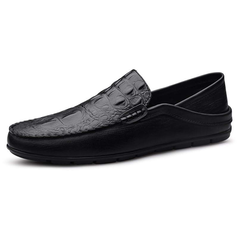 Men's Loafers Round Toe Crocodile Print PU Leather Loafer Shoes Flexible Slip Resistant Anti-Slip Outdoor Walking Slip-on2