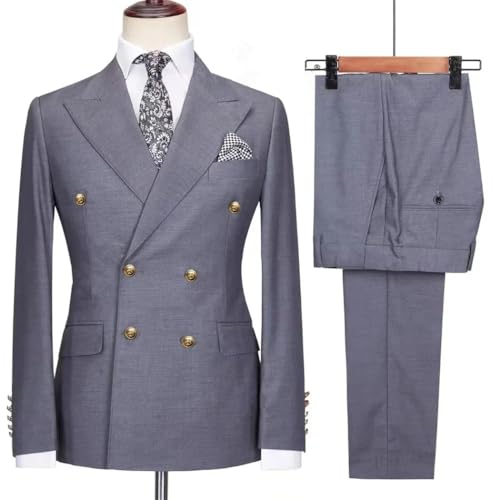 Men's Double Breasted Suit Blazer and Pants Set Formal Wedding Business Event Slim Fit Comfortable Suit3