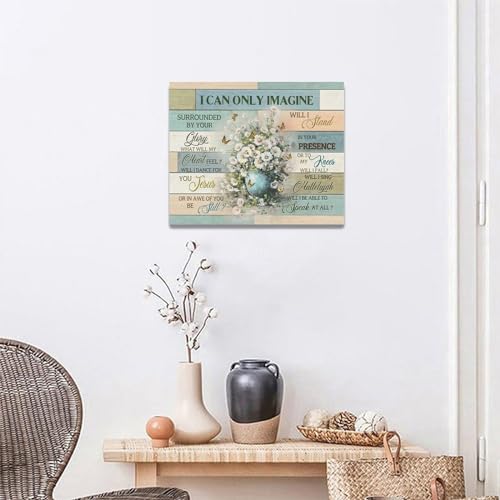 Christian Bathroom Decor Wall Art Farmhouse Daisy I Can Only Imagine Pictures Religious Floral Butterfly Canvas Painting Flower Framed Artwork for Kitchen Living Room Bedroom 20